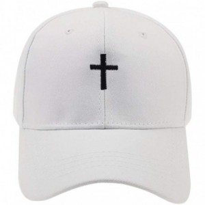 Baseball Caps Cross Embroidery Baseball Cap-Adjustable Structured Dad Hat for Men Women Sun Hat - White - C118T5MADCY $8.88