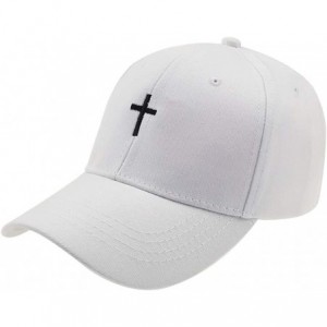 Baseball Caps Cross Embroidery Baseball Cap-Adjustable Structured Dad Hat for Men Women Sun Hat - White - C118T5MADCY $8.88