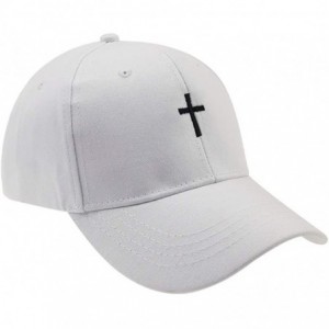 Baseball Caps Cross Embroidery Baseball Cap-Adjustable Structured Dad Hat for Men Women Sun Hat - White - C118T5MADCY $8.88