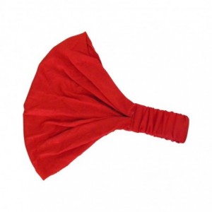 Headbands Red Wide Cotton Head Band Solid Boho Yoga Style Soft Hairband - Red - C111SUARVXR $21.92