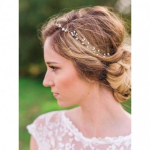 Headbands Bride Wedding Headband Pearl Hair Vine Braid Headpieces Bridal Hair Accessories for Women(Sliver) - Sliver - CR18OY...