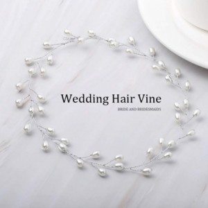 Headbands Bride Wedding Headband Pearl Hair Vine Braid Headpieces Bridal Hair Accessories for Women(Sliver) - Sliver - CR18OY...