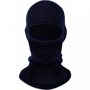 Balaclavas Unisex Thick Knit One Hole Ninja Balaclava Snowboarding Face Mask - Navy - C119253OEOW $14.71