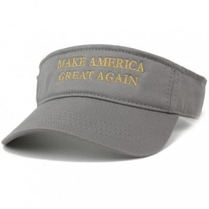 Visors Donald Trump Visor- Make America Great Again - Metallic Gold Embroidered Visor Cap - Grey - CL12O5F46E8 $36.54