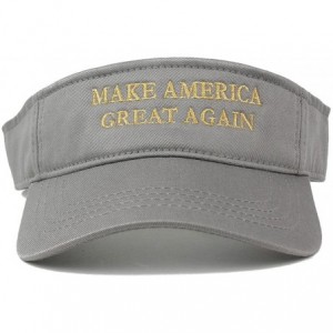Visors Donald Trump Visor- Make America Great Again - Metallic Gold Embroidered Visor Cap - Grey - CL12O5F46E8 $21.01