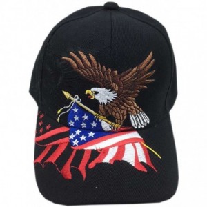 Baseball Caps Patriotic American Flag Design Baseball Cap USA 3D Embroidery - Black 1 - C8189I35A0A $33.46