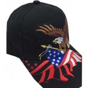 Baseball Caps Patriotic American Flag Design Baseball Cap USA 3D Embroidery - Black 1 - C8189I35A0A $15.61