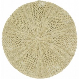 Berets Womens Lightweight Cut Out Knit Beanie Beret Cap Crochet Hat - Many Styles - Beige Multi Textured - C912LCQ5R0F $14.68