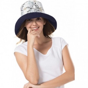 Sun Hats Women Wide Brim Sun Hats Foldable UPF 50+ Sun Protective Bucket Hat - Printing-navy - C318T46KLQN $14.70