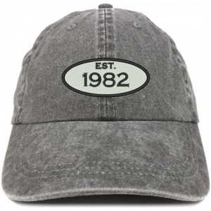 Baseball Caps Established 1982 Embroidered 38th Birthday Gift Pigment Dyed Washed Cotton Cap - Black - CC180MW9HQ3 $32.99