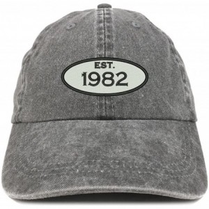 Baseball Caps Established 1982 Embroidered 38th Birthday Gift Pigment Dyed Washed Cotton Cap - Black - CC180MW9HQ3 $13.63