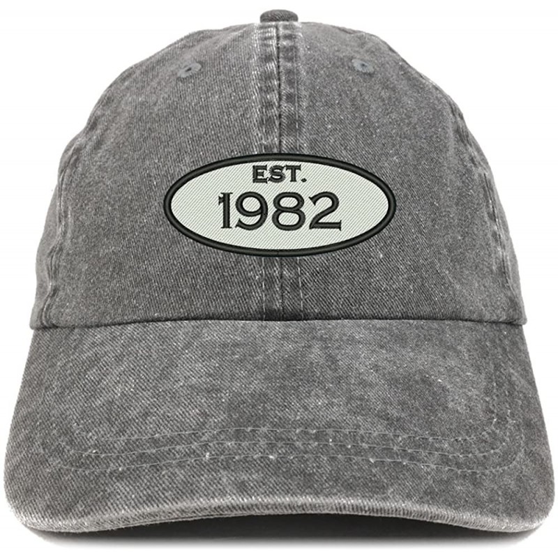 Baseball Caps Established 1982 Embroidered 38th Birthday Gift Pigment Dyed Washed Cotton Cap - Black - CC180MW9HQ3 $13.63