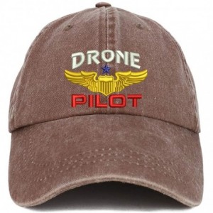 Baseball Caps Drone Pilot Aviation Wing Embroidered Cotton Adjustable Washed Cap - Chocolate - CB18SW7Q3IT $32.13