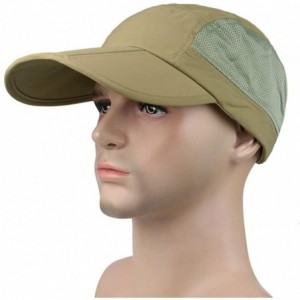 Sun Hats Outdoor Quick Dry Baseball Cap Foldable UPF 50+ with Long Bill Portable Sun Hats for Men and Women - Dark Khaki - CZ...