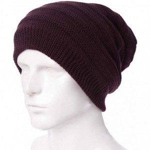 Skullies & Beanies Mens Wool/Acrylic Knitted Slouchy Beanie Winter Hats Warm Fashion Skull Cap - Burgundy88223 - CV18IL0H28W ...