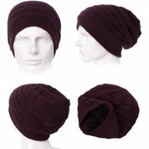 Skullies & Beanies Mens Wool/Acrylic Knitted Slouchy Beanie Winter Hats Warm Fashion Skull Cap - Burgundy88223 - CV18IL0H28W ...