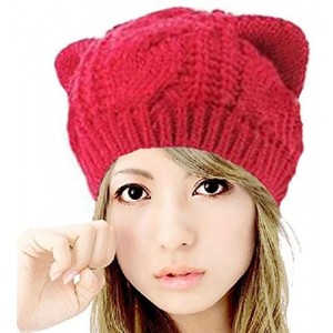 Skullies & Beanies Women Winter Knit Hats- Women Warm Stretch Pom Pom Beanie Caps - Red - CR186SZNOIE $14.18