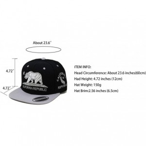 Baseball Caps California Republic Bear Logo Snapbacks Flat Brim Adjustable Snapback Hat Cap - Black Gray 01 - CE196XGKIXE $8.97