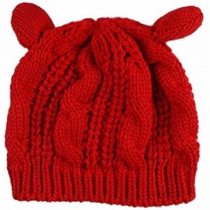 Skullies & Beanies Women Winter Knit Hats- Women Warm Stretch Pom Pom Beanie Caps - Red - CR186SZNOIE $14.18