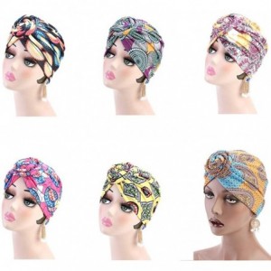 Skullies & Beanies Women Pleated Twist Turban African Printing India Chemo Cap Hairwrap Headwear - Yellow - C518T43E5U4 $10.02