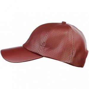 Baseball Caps Soft PU Leather Perforated Precurved Baseball Cap - Burgundy - CF12FJIXR09 $12.40