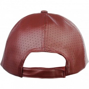 Baseball Caps Soft PU Leather Perforated Precurved Baseball Cap - Burgundy - CF12FJIXR09 $12.40