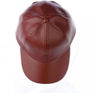 Baseball Caps Soft PU Leather Perforated Precurved Baseball Cap - Burgundy - CF12FJIXR09 $12.40