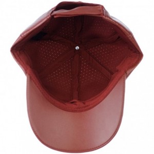 Baseball Caps Soft PU Leather Perforated Precurved Baseball Cap - Burgundy - CF12FJIXR09 $12.40