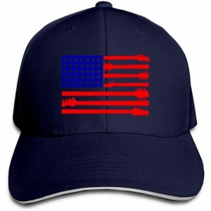 Baseball Caps Unisex Guitar Us Flag Baseball Cap Adjustable Hat for Men and Women - Navy - CR196YTA4NO $15.02