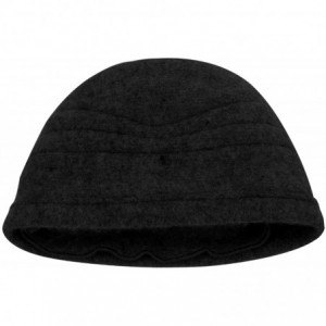 Bucket Hats Women's 100% Wool Vintage Ruffle Flower Bucket Hat/Cloche Hat- Black - C412O06WETX $24.12