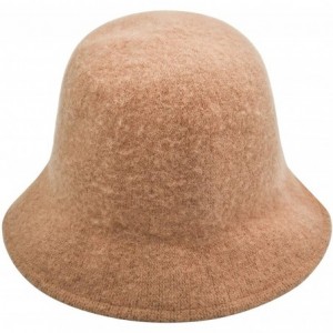 Fedoras Womens Winter Wool Bucket Hats Warm Solid Fedora - Camel - CF18AO59GGW $12.33