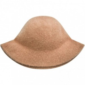 Fedoras Womens Winter Wool Bucket Hats Warm Solid Fedora - Camel - CF18AO59GGW $12.33