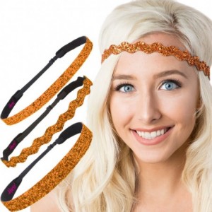 Headbands Women's Adjustable NO SLIP Bling Glitter Headband Mixed 3pk (Mixed Orange 3pk) - Mixed Orange 3pk - C212FUOYR8X $18.17