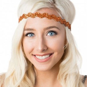 Headbands Women's Adjustable NO SLIP Bling Glitter Headband Mixed 3pk (Mixed Orange 3pk) - Mixed Orange 3pk - C212FUOYR8X $18.17