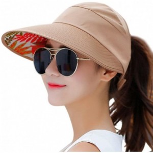 Sun Hats Women's UV Protection Wide Brim Cap Packable Visor Summer Beach Sun Hats - Khaki - CE18D2NLLZ7 $12.45
