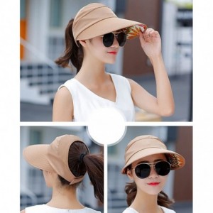 Sun Hats Women's UV Protection Wide Brim Cap Packable Visor Summer Beach Sun Hats - Khaki - CE18D2NLLZ7 $12.45