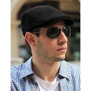 Newsboy Caps Men's Cotton Flat Cap Newsboy Hunting Hat Cotton Spring Autumn Winter Hat - Coffe - C818232XC0N $8.58