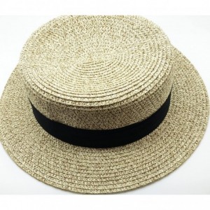 Fedoras Men's Summer Boater Straw Pork Pie Derby Fedora Flat Top Gambler Hat Natural - C912FFMR4M1 $13.27