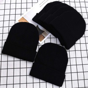 Skullies & Beanies 12 Pack Knitted Winter Beanies Acrylic Warm Skull Cap Cuff Watch Hat for Men or Women - Black - CE192HCCWD...