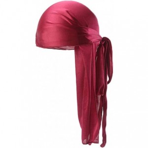 Headbands Unisex Deluxe Silky Durag Extra Long-Tail Headwraps Pirate Cap 360 Waves Du-RAG - Plain Wine Red-1pc - CQ18IO5449D ...