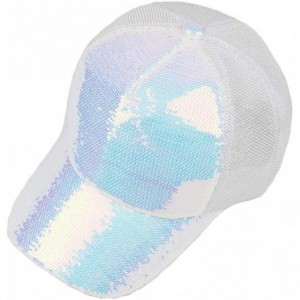 Headbands Women Adjustable Sequin Bling Tennis Baseball Cap Sun Cap Hat - Wh - C6196SZRSC5 $6.54