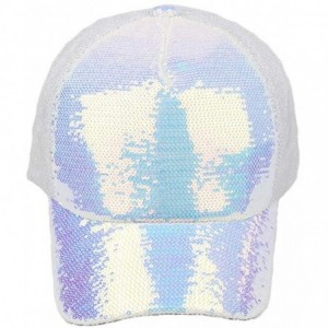 Headbands Women Adjustable Sequin Bling Tennis Baseball Cap Sun Cap Hat - Wh - C6196SZRSC5 $6.54