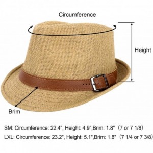 Fedoras Men/Women's Hiking Camping Straw Fedora Hat w/PU Leather Belt - Khaki - CO18CRIAQWO $10.46