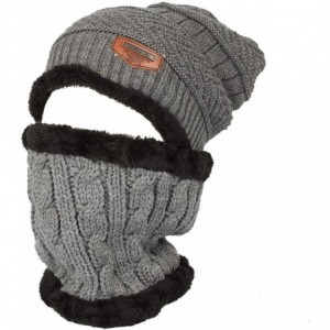 Skullies & Beanies Fleece Winter Knit Beanie Hat Slouchy Cap Neck Warmer GZX0020 - Grey - CX18KMTG4M2 $14.04