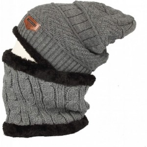 Skullies & Beanies Fleece Winter Knit Beanie Hat Slouchy Cap Neck Warmer GZX0020 - Grey - CX18KMTG4M2 $14.04