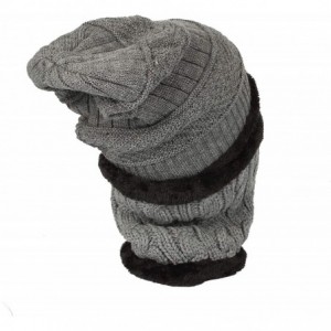 Skullies & Beanies Fleece Winter Knit Beanie Hat Slouchy Cap Neck Warmer GZX0020 - Grey - CX18KMTG4M2 $14.04