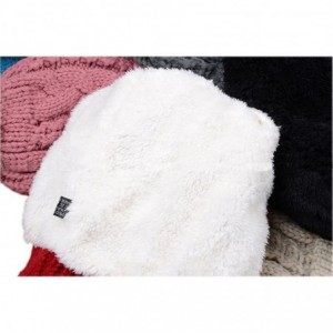 Skullies & Beanies Women's Faux Fur Pom Pom Fleece Lined Knitted Slouchy Beanie Hat Cap - Dark Pink - CC1299E6323 $27.17