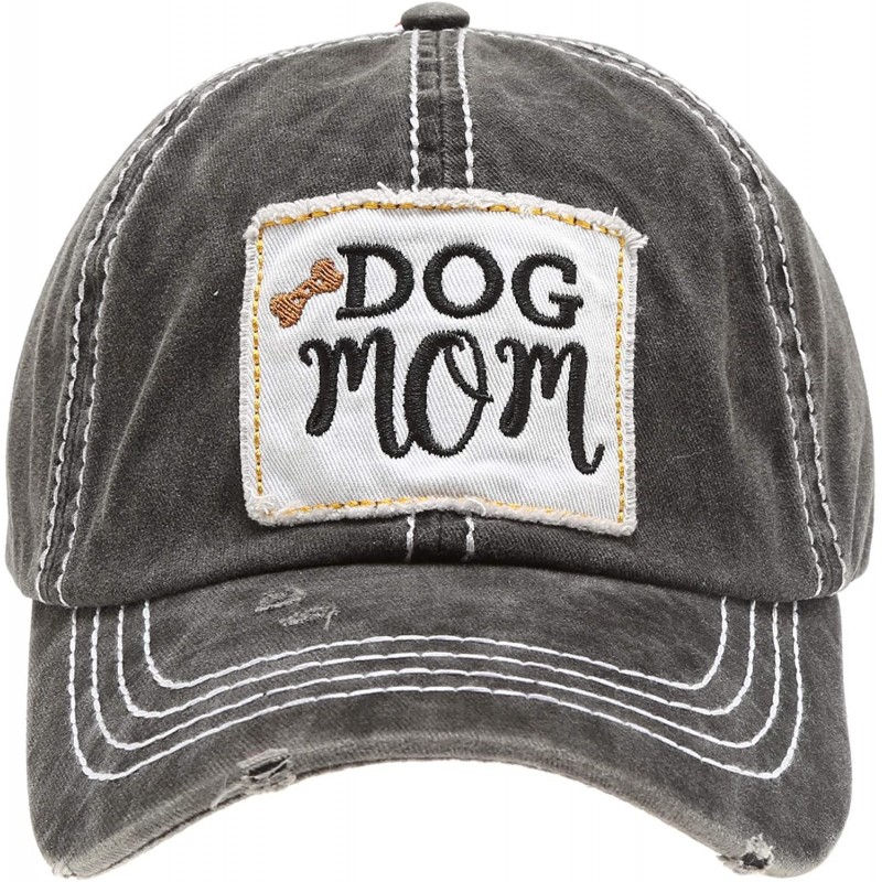 Baseball Caps Baseball Distressed Embroidered Adjustable - Dog Mom - Black - C918XAC7QW4 $16.75