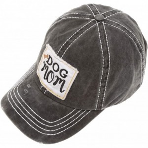 Baseball Caps Baseball Distressed Embroidered Adjustable - Dog Mom - Black - C918XAC7QW4 $16.75