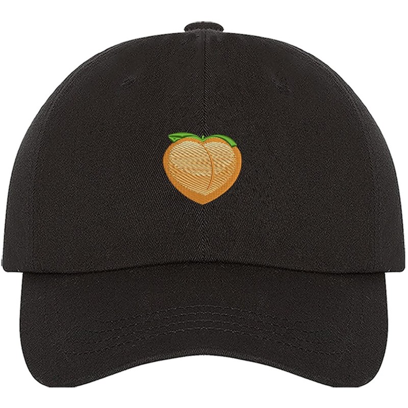 Baseball Caps Peach Emoji Dad Hat - Baseball Cap - Black (Peach Emoji Dad Hat) - CB18EY6WU26 $13.77